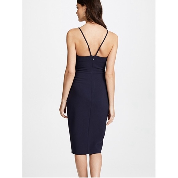 Likely Brooklyn Dress Women’s Size 6‎ Cocktail Front Slit Knee Length Navy Blue - Picture 2 of 10